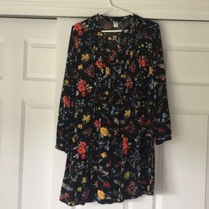 Black floral tunic dress